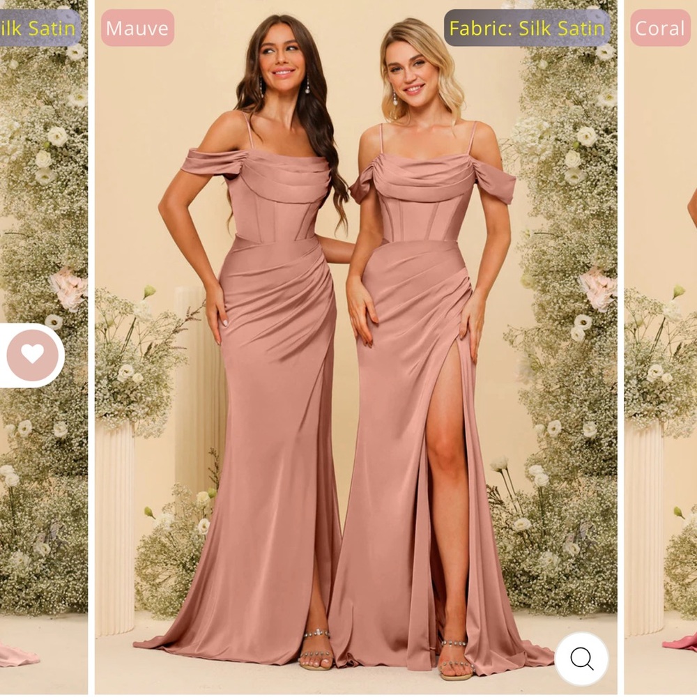 Beautiful Satin Pink Mauve Bridesmaid Dress